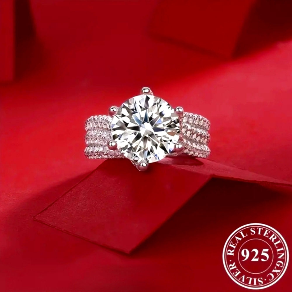 MOISSANITE 925SS | Sz 7 | 3 Carat WG Simulated Diamond w/ GRA Certification NWT - Picture 3 of 10